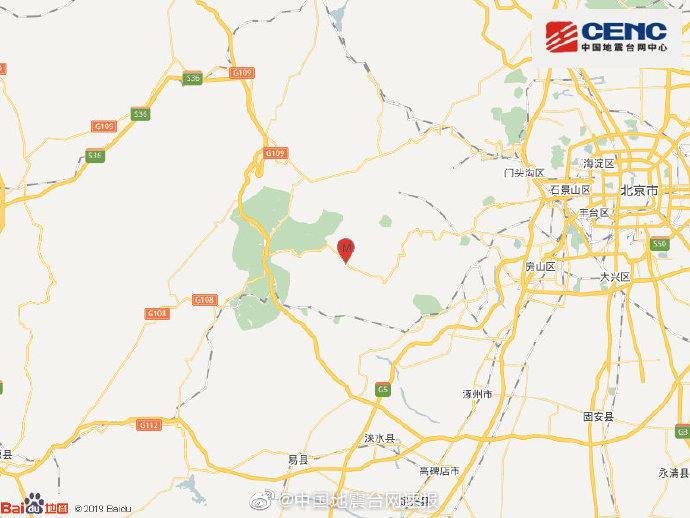 北京房山区发生3.2级地震震源深度13千米(图)