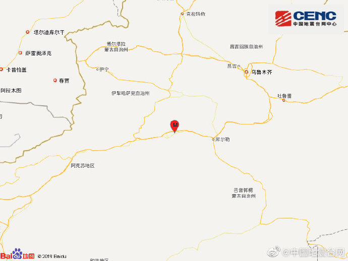 新疆巴音郭楞州轮台县发生3.0级地震震源深度15千米