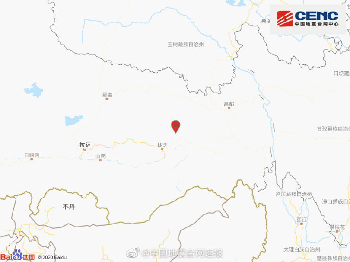 西藏林芝市波密县发生4.4级地震震源深度7千米
