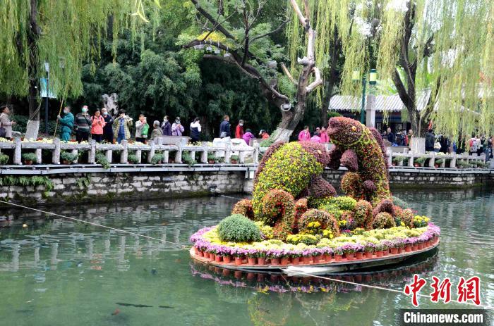 济南趵突泉金秋菊展开幕名泉古雅建筑艳遇菊花盛宴