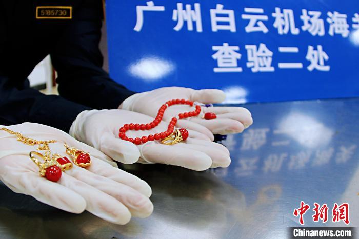 广州海关查获违规寄递濒危红珊瑚制品11件