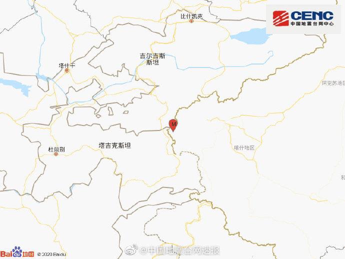 新疆克孜勒苏州阿克陶县发生3.6级地震震源深度9千米