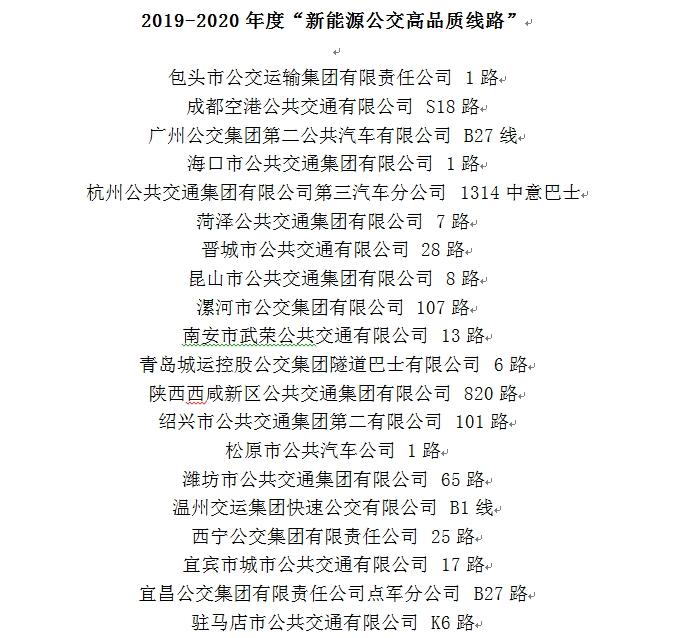 今天这场会上，年度“新能源公交高品质线路”出炉！