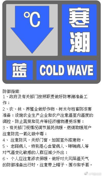 北京发布寒潮蓝色预警：最低气温下降8℃以上