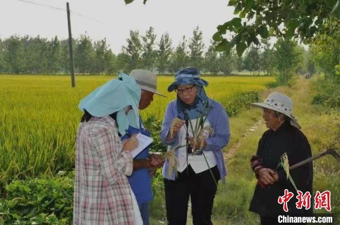程玲娟指导农户种植作物时“少走弯路”。　宿豫区委宣传部供图