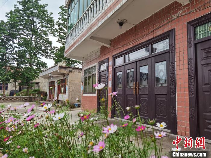 图为普陀村村民房前鲜花盛开。　周燕玲 摄