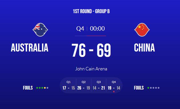 周琦贡献大号两双，世预赛中国男篮惜败澳大利亚
